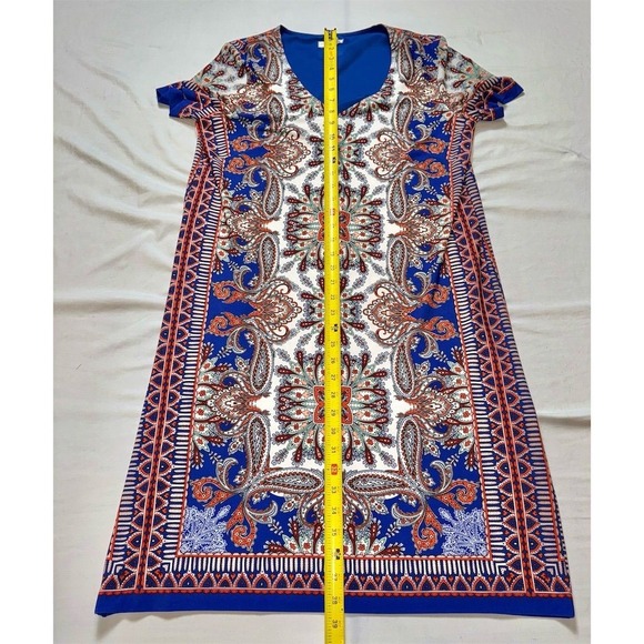 London Times Blue and Orange Patterned Midi Dress - Picture 6 of 7
